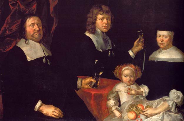 Karel van Mander: Knud Gamborg, vintapper med hustruen, sønnen og datteren.